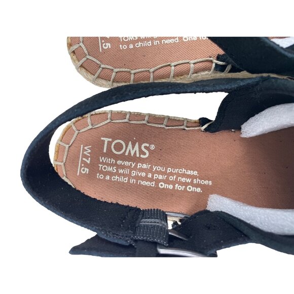 TOMS Monica Espadrille Black Wedge Sandals Womens Size 7.5 - Picture 5 of 13